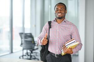 Portrait of african university student in class looking at camera photo