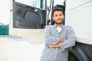 Portrait of a indian truck driver. photo