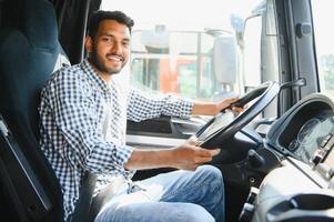 Portrait of a indian truck driver. photo