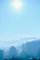 Mountain blue gradient landscape panorama twilight in mountains photo