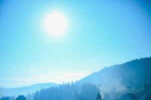 Mountain blue gradient landscape panorama twilight in mountains photo