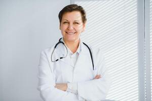 Portrait of woman doctor in hospital photo