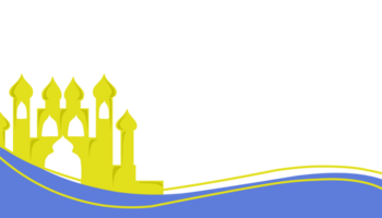 The background theme is Ramadan and Muslim holidays with a silhouette of a yellow mosque and blue waves. png