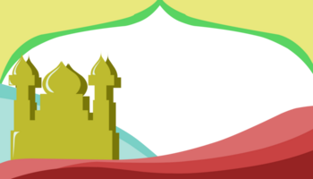 a fundo com a tema do Ramadã e islâmico feriados tem uma silhueta do uma mesquita e vermelho ondas. png