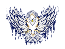 White eagle design with blue outline. Suitable for stickers, logos, icons, clothing designs, t-shirts, hats, shoes png