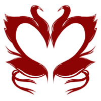 Swan love or heart design in red colour with valentine theme. Perfect for photocall, social media, background, wallpaper, greeting card. png