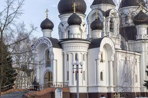 Shot of the domes of the orthodox church. Religion photo