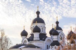 Shot of the domes of the orthodox church.. Religion photo