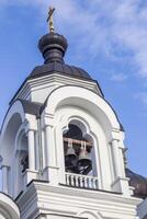 Shot of the domes of the orthodox church.. Religion photo