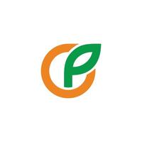 letter p plant bud simple circle geometric logo vector