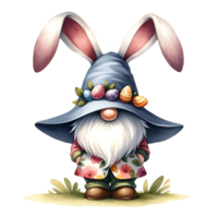 AI generated Easter Gnome with a Bunny Ears Headband  watercolor clipart. AI Generate png