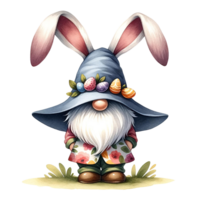 ai generiert Ostern Gnom mit ein Hase Ohren Stirnband Aquarell Clip Art. ai generieren png