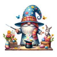 AI generated Gnome  performing magical tricks  for Easter  watercolor clipart. AI Generate png