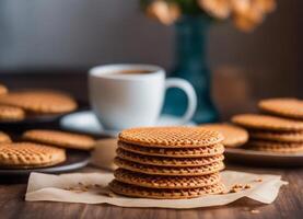 ai generado holandés gofres son por lo general llamado Stroopwafel foto