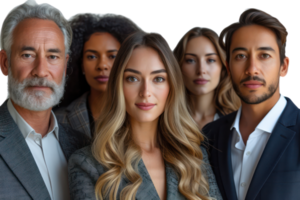 AI generated Portrait of successful group of business people at modern office looking at camera isolated isolated on transparent background png