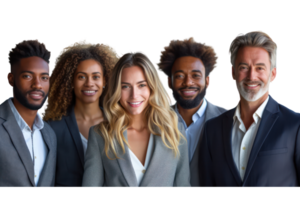 AI generated Portrait of successful group of business people at modern office looking at camera isolated isolated on transparent background png