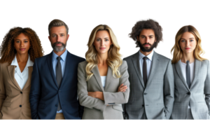 AI generated Portrait of successful group of business people at modern office looking at camera isolated isolated on transparent background png