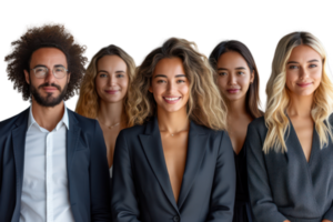 AI generated Portrait of successful group of business people at modern office looking at camera isolated isolated on transparent background png