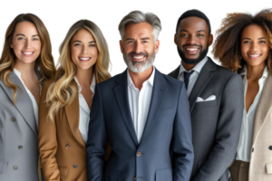 AI generated Portrait of successful group of business people at modern office looking at camera isolated isolated on transparent background png