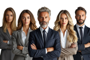 AI generated Portrait of successful group of business people at modern office looking at camera isolated isolated on transparent background png