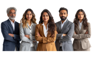 AI generated Portrait of successful group of indian business people at modern office looking at camera isolated isolated on transparent background png