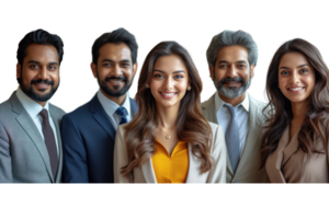 AI generated Portrait of successful group of indian business people at modern office looking at camera isolated isolated on transparent background png