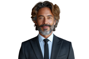 AI generated Smiling male businessman in suit. Isolated on transparent background. png