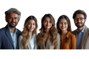 AI generated Portrait of successful group of indian business people at modern office looking at camera isolated isolated on transparent background png