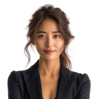 ai généré magnifique affaires asiatique femme sourit isolé sur transparent Contexte. png