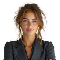 AI generated Beautiful business woman smiles Isolated on transparent background. png