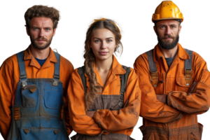 AI generated Group of workman in style isolated on transparent background. png