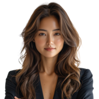 AI generated Beautiful business asian woman smiles Isolated on transparent background. png