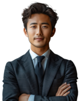 Asian businessman smiling Isolated on a clear background. png