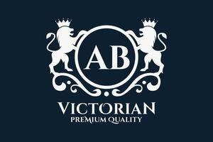 Luxury Letter AB  crest Gold color Logo vector, Victory logo, crest logo, wing logo, vector logo template.