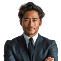 AI generated business asian man smiles Isolated on transparent background. png