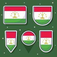 Tajikistan national flag cartoon vector icon mascot bundle packs. Asian country flag collection template