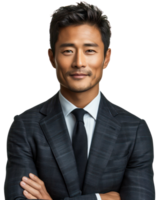 Asian businessman smiling Isolated on a clear background. png