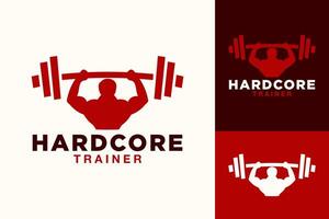 Hardcore Training Gym Fit Logo Design vector