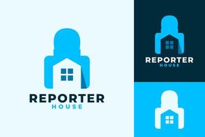 Reporter Anchor Home Basecamp Logo Design vector