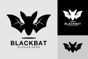 Black Bat Night Animal Logo Design vector