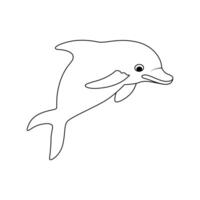 Dolphin fish jumps out of the water continuous one line outline vector drawing illustration