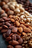 AI generated Assorted Nuts Displayed on Table photo