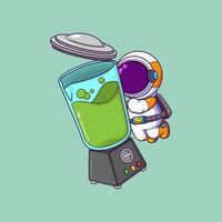 astronaut make fresh fruit juice in blender vector