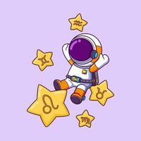 Happy Astronaut jumping Star In Space vector