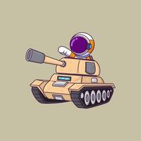 Cute astronaut in a tank give a commando vector