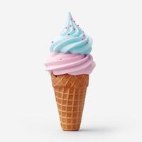 AI generated Ice cream cone isolated on white background, generative AI photo