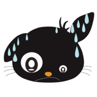 The rabbit cat was frightened, sweating, afraid, feeling many emotions. png