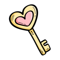 key with heart shape icon, cartoon style png
