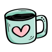 coffee cup with heart icon on transparent background png