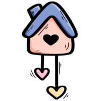 A cute birdhouse  looks like a cartoon and a cute sticker with a transparent background png